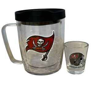 Tampa Bay Buccaneers 16 Oz Insulated Tervis Tumbler With Lid & NFL Shot Glass